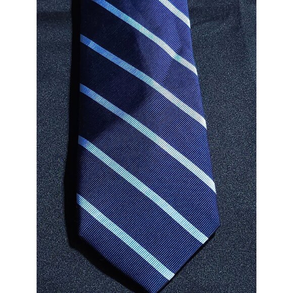 Vintage Jos A Bank Classic Men's Striped Silk Tie Navy Blue - Picture 4 of 12